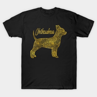 Chihuahua in gold decorative pattern T-Shirt